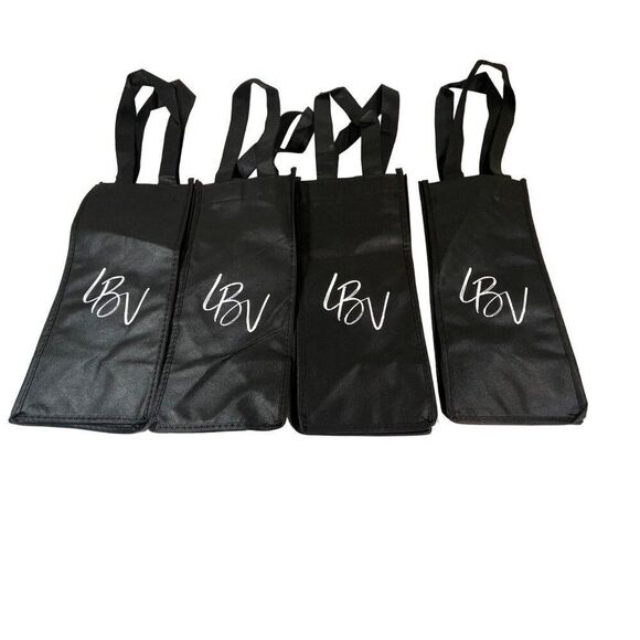 Set Of 4 Black LBV Wine Bottle Gift Bags 18 X 5 Late Bottled Vintage Carry Case - Picture 1 of 5